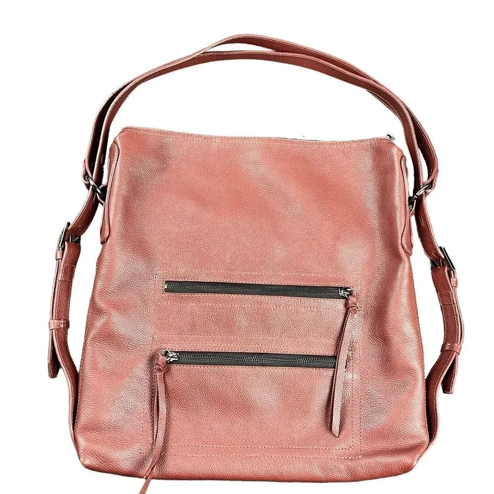 BOTKIER Chelsea New York Brown Pebbled Leather Bucket Hobo Shoulder Bag Backpack